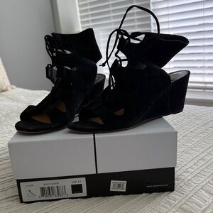 Dolce Vita Black Suede Wedge Sandals